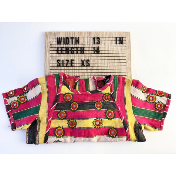 Vintage 90's Indian Traditional Mirrored Choli Tribal Banjara Gypsy Dance Top - Picture 2 of 6